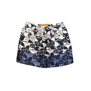 Cynthia Cynthia Steffe sz 0 mini skirt white flowers on navy blue 100% silk